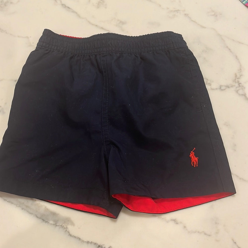 Worn once polo Ralph Lauren navy boys bathing suit size 12 months